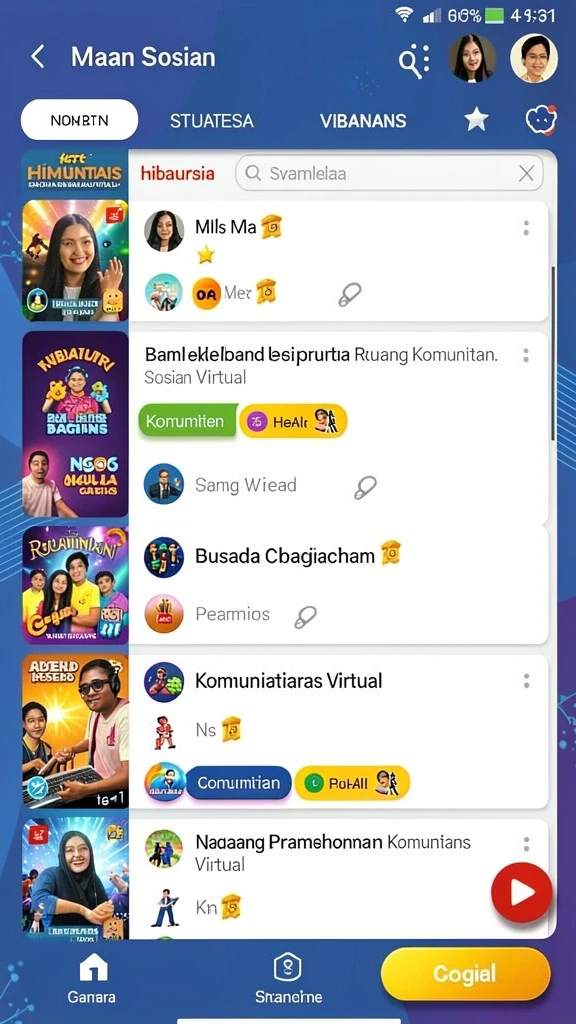 playwin - Fitur sosial yang memungkinkan interaksi antar pemain.